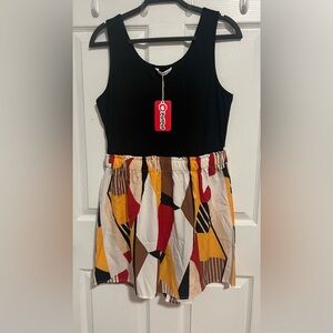 PatPat Black and Multicolor Geometric Dress